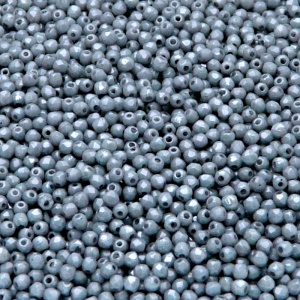 100pcs Czech Fire Polished Faceted Glass Beads Round 2mm Opaque Blue Ceramic Look