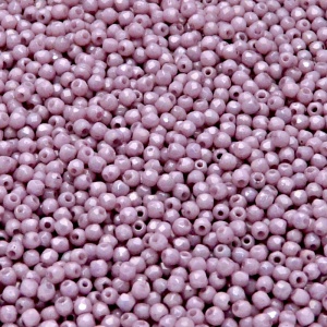 100pcs Czech Fire Polished Faceted Glass Beads Round 2mm Opaque Light Rose Ceramic Look