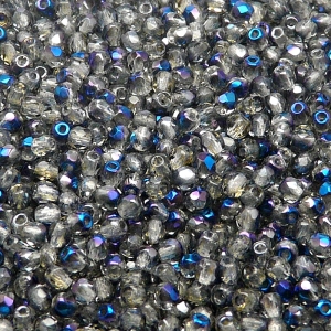 100pcs Czech Fire Polished Faceted Glass Beads Round 3mm Crystal Azuro