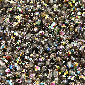 100pcs Czech Fire Polished Faceted Glass Beads Round 3mm Crystal Vitrail