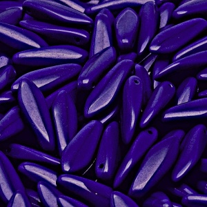 30pcs Czech Pressed Glass Dagger Beads 5x16mm Opaque Royal Blue