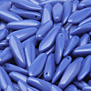 30pcs Czech Pressed Glass Dagger Beads 5x16mm Opaque Navy Blue