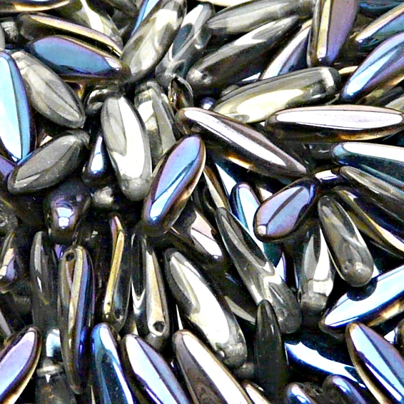 30pcs Czech Pressed Glass Dagger Beads 5x16mm Crystal Azuro
