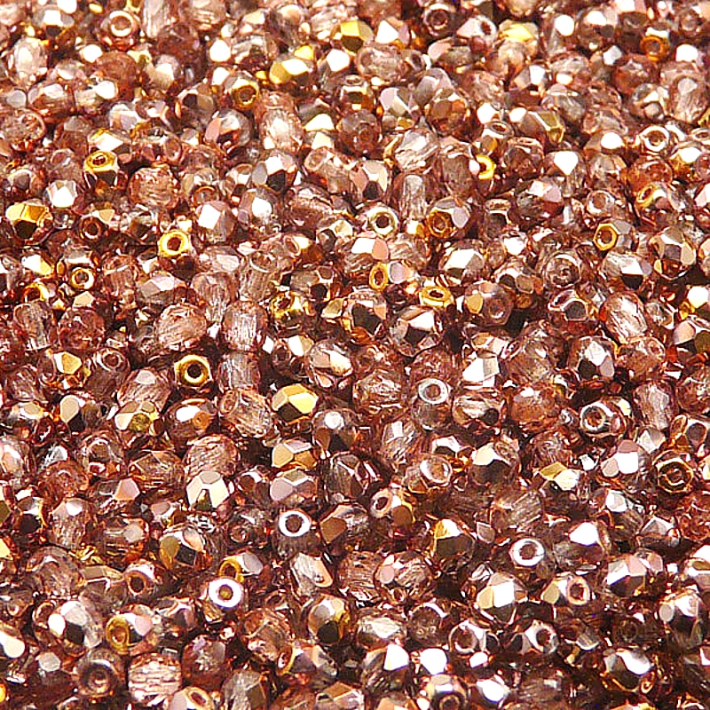 100pcs Czech Fire Polished Faceted Glass Beads Round 3mm Crystal Gold Capri