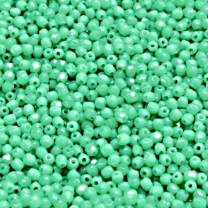 100pcs Czech Fire Polished Faceted Glass Beads Round 2mm Opaque Turquoise Green