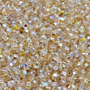 100pcs Czech Fire Polished Faceted Glass Beads Round 3mm Crystal Lemon Rainbow