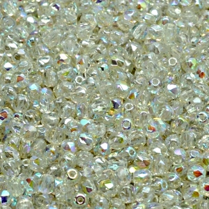 100pcs Czech Fire Polished Faceted Glass Beads Round 3mm Crystal Green Rainbow