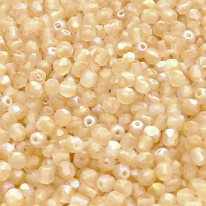 100pcs Czech Fire Polished Faceted Glass Beads Round 3mm Crystal Yellow Rainbow Matte