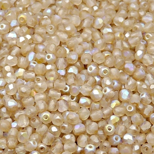 100pcs Czech Fire Polished Faceted Glass Beads Round 3mm Crystal Lemon Rainbow Matte