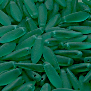 30pcs Czech Pressed Glass Dagger Beads 5x16mm Emerald Matte