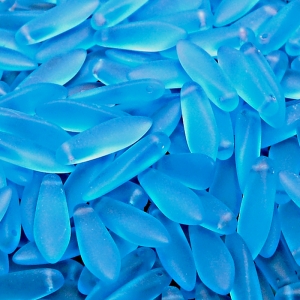 30pcs Czech Pressed Glass Dagger Beads 5x16mm Aquamarine Matte