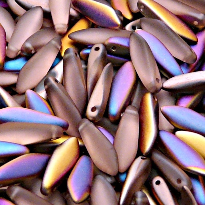 30pcs Czech Pressed Glass Dagger Beads 5x16mm Rosaline Sliperit Matte
