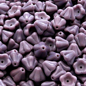 30pcs Czech Pressed Glass Bell Flowers Beads 6x8mm Opaque Amethyst