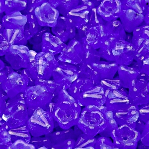 30pcs Czech Pressed Glass Bell Flowers Beads 6x8mm Sapphire Opal