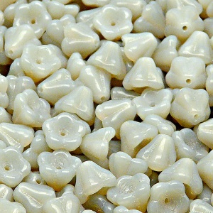 30pcs Czech Pressed Glass Bell Flowers Beads 6x8mm Gray Opal