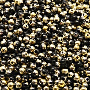 200pcs Czech Pressed Glass Round Beads 3mm Jet Amber