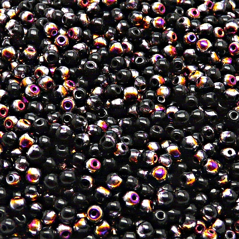 200pcs Czech Pressed Glass Round Beads 3mm Jet Sliperit