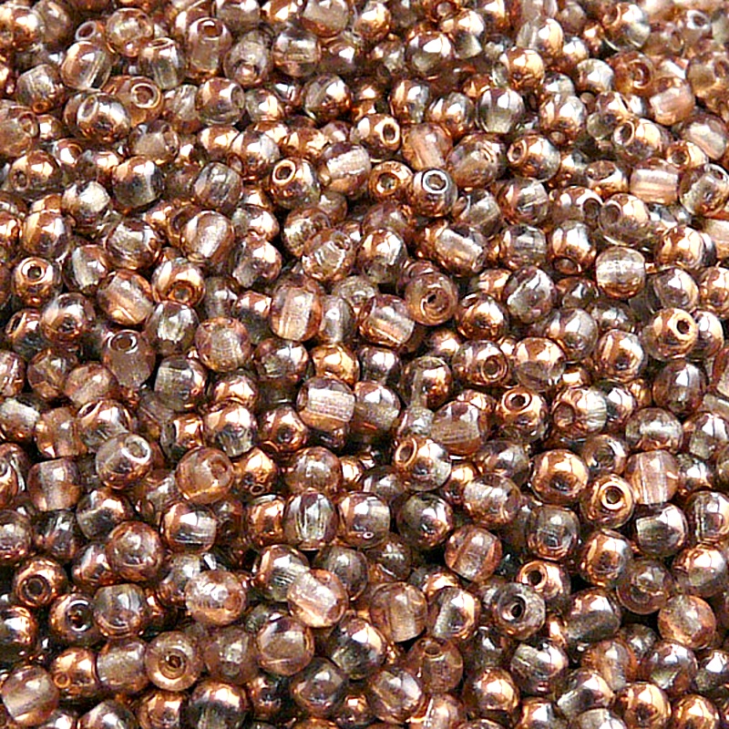 200pcs Czech Pressed Glass Round Beads 3mm Crystal Gold Capri