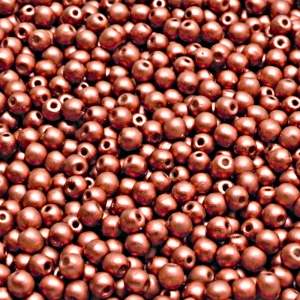 200pcs Czech Pressed Glass Round Beads 3mm Crystal Bronze Fire Red Matte