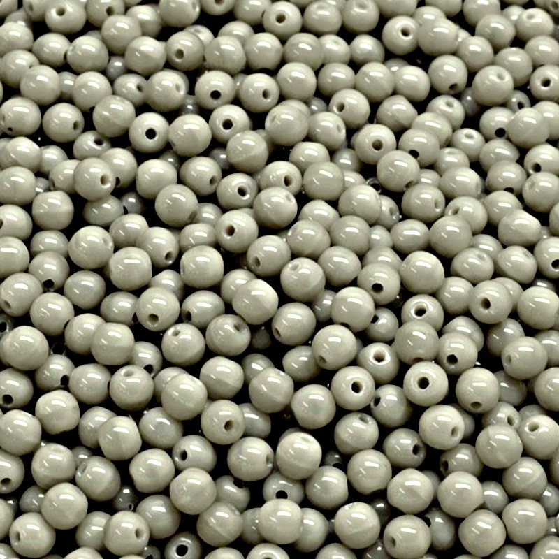 200pcs Czech Pressed Glass Round Beads 3mm Opaque Gray