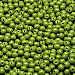 200pcs Czech Pressed Glass Round Beads 3mm Opaque Olivine