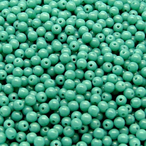 200pcs Czech Pressed Glass Round Beads 3mm Opaque Turquoise Green