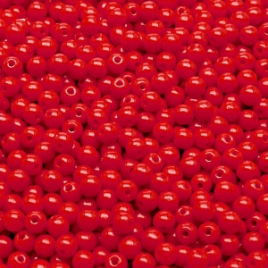 200pcs Czech Pressed Glass Round Beads 3mm Opaque Red Coral