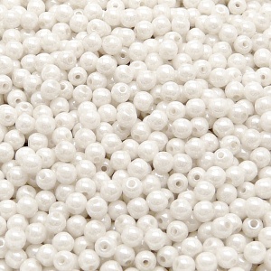 200pcs Czech Pressed Glass Round Beads 3mm Opaque White Ceramic Look