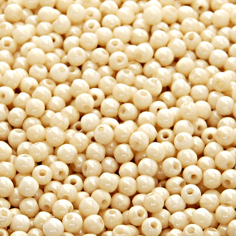 200pcs Czech Pressed Glass Round Beads 3mm Opaque Beige Ceramic Look
