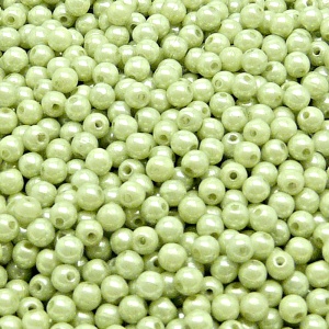 200pcs Czech Pressed Glass Round Beads 3mm Opaque Light Green Ceramic Look