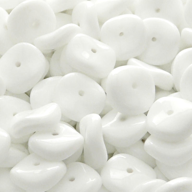 10pcs Czech Pressed Glass Flat Ripple Round Beads 12mm Opaque Chalk White