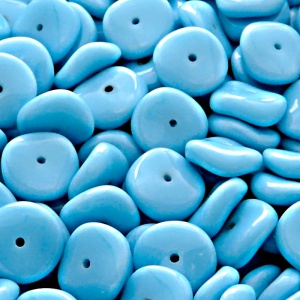 10pcs Czech Pressed Glass Flat Ripple Round Beads 12mm Opaque Turquoise Blue