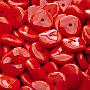 10pcs Czech Pressed Glass Flat Ripple Round Beads 12mm Opaque Red Coral