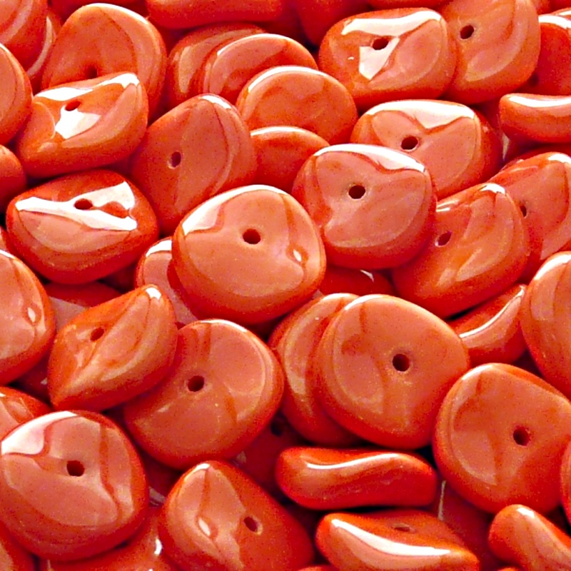 10pcs Czech Pressed Glass Flat Ripple Round Beads 12mm Coralline