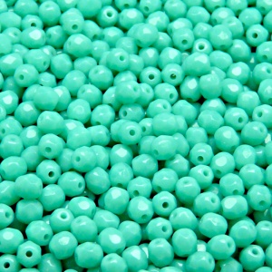 100pcs Czech Fire Polished Faceted Glass Beads Round 4mm Opaque Turquoise Green