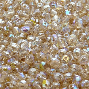 100pcs Czech Fire Polished Faceted Glass Beads Round 4mm Crystal Lemon Rainbow