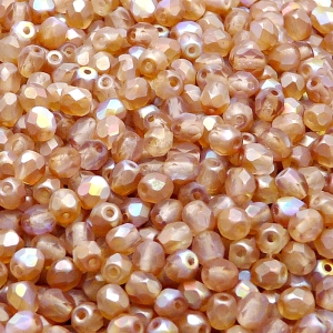 100pcs Czech Fire Polished Faceted Glass Beads Round 4mm Crystal Orange Rainbow Matte
