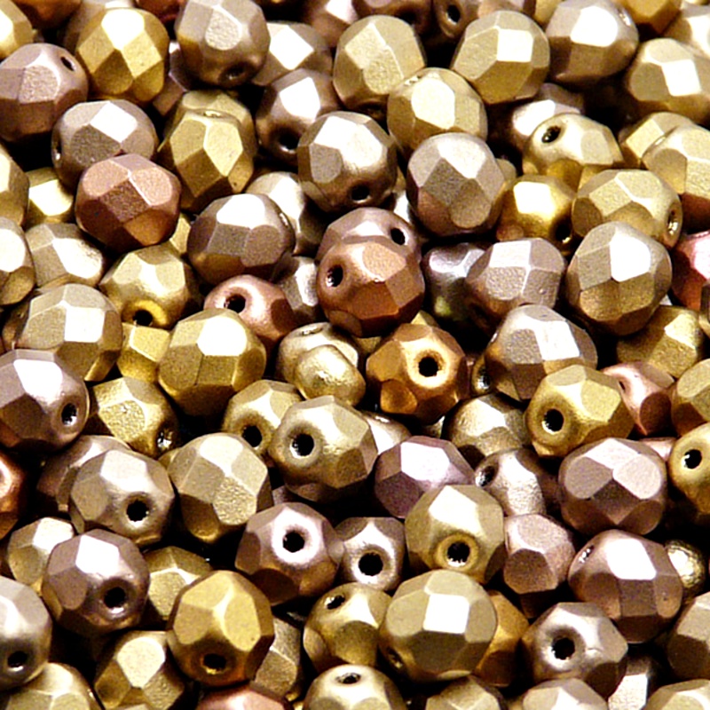 50pcs Czech Fire Polished Faceted Glass Beads Round 6mm Crystal Bronze Golden Rainbow Matte