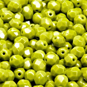 50pcs Czech Fire Polished Faceted Glass Beads Round 6mm Opaque Olivine