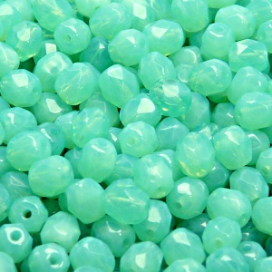 50pcs Czech Fire Polished Faceted Glass Beads Round 6mm Green Aqua Opal