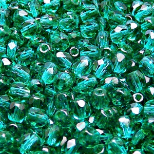 80pcs Czech Fire Polished Faceted Glass Beads Round 5mm Emerald
