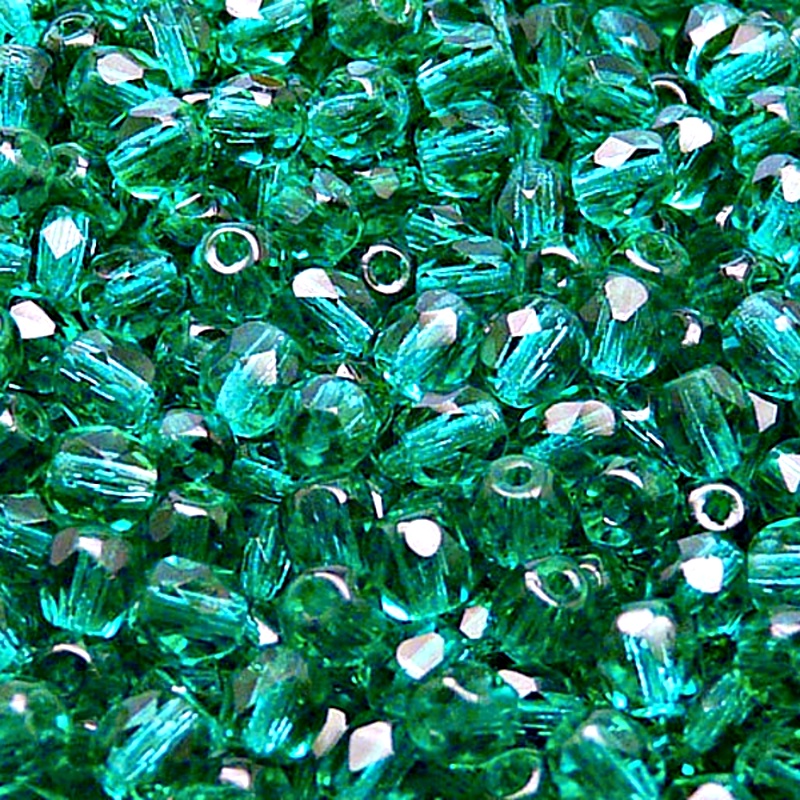 80pcs Czech Fire Polished Faceted Glass Beads Round 5mm Emerald
