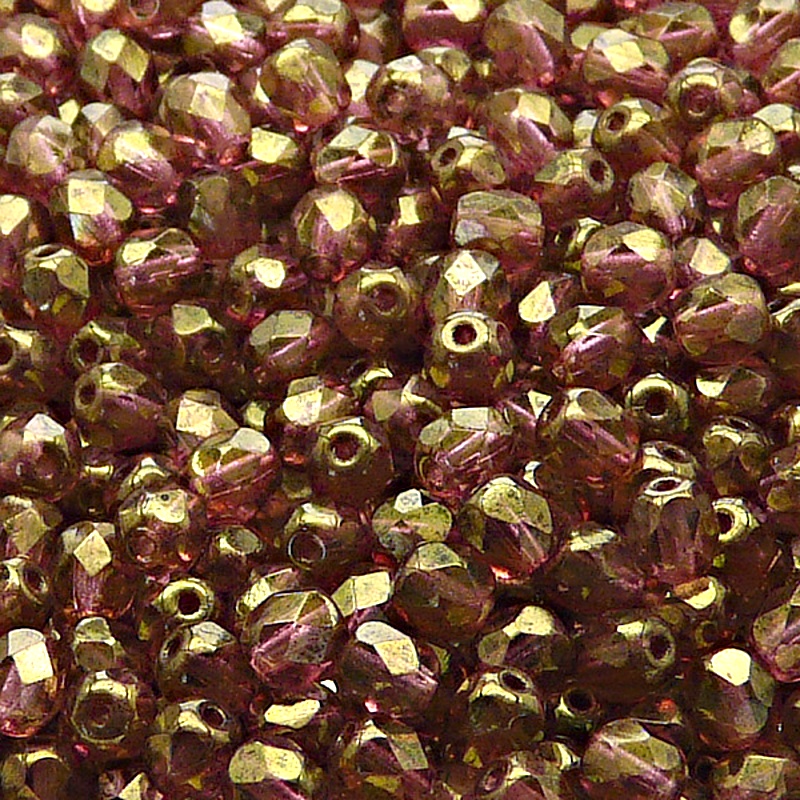 80pcs Czech Fire Polished Faceted Glass Beads Round 5mm Crystal Red Luster