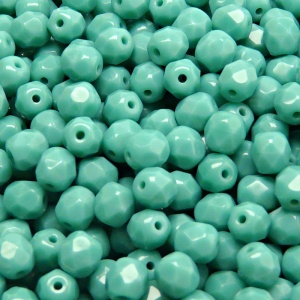 80pcs Czech Fire Polished Faceted Glass Beads Round 5mm Opaque Turquoise Green