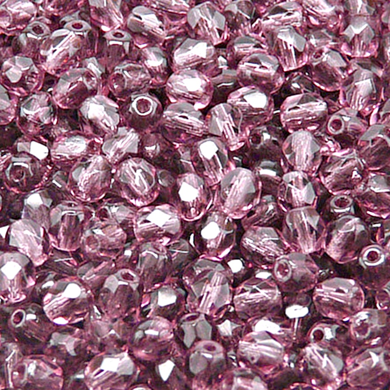 80pcs Czech Fire Polished Faceted Glass Beads Round 5mm Light Amethyst