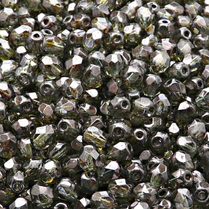 80pcs Czech Fire Polished Faceted Glass Beads Round 5mm Crystal Blue Brown Marble Luster