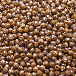 100pcs Czech Fire Polished Faceted Glass Beads Round 3mm Opaque Beige Picasso