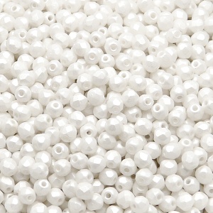 100pcs Czech Fire Polished Faceted Glass Beads Round 3mm White Alabaster White Neon Silk Matte