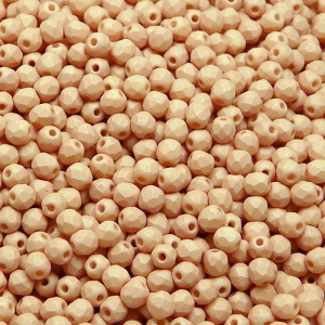 100pcs Czech Fire Polished Faceted Glass Beads Round 3mm White Alabaster Light Peach Neon Silk Matte
