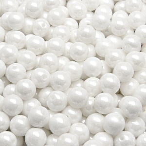 50pcs Czech Pressed Glass Round Beads 6mm Opaque White Ceramic Look
